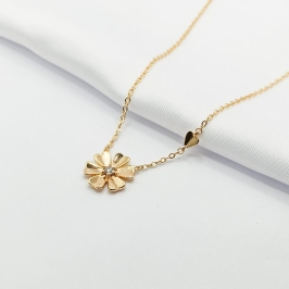 GARGANTILHA DOURADA FLOR COM PONTO DE LUZ 45CM