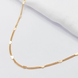 GARGANTILHA DOURADA MINI CORAÇÕES 80CM