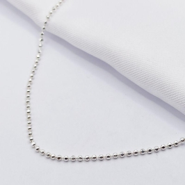 GARGANTILHA PRATA BOLINHA DIAMANTADA 70CM