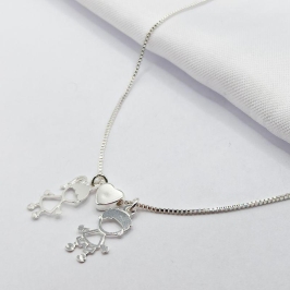 GARGANTILHA PRATA CHOKER FILHO E FILHA 40CM