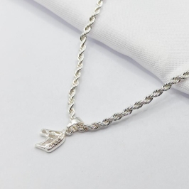 GARGANTILHA PRATA CORDÃO BAIANO COM CAVALO 45CM