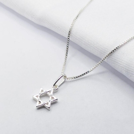 GARGANTILHA PRATA ESTRELA DE DAVI 45CM