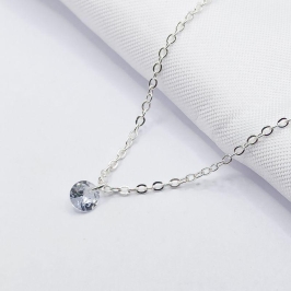 GARGANTILHA PRATA PONTO DE LUZ CRISTAL 45CM