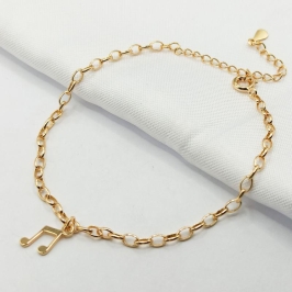 PULSEIRA DOURADA ELO OVAL COM LETRA MUSICAL