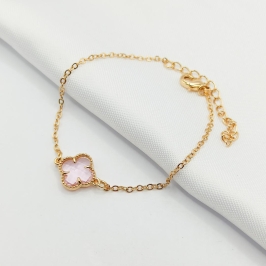 PULSEIRA DOURADA INSPIRAÇÃO TREVO VAN CLEEF ROSA