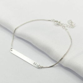 PULSEIRA PRATA VENEZIANA COM PLAQUINHA RETANGULAR FÉ