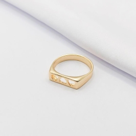 ANEL DOURADO BASE LISA 3 CORAÇÕES VAZADOS