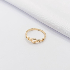 ANEL DOURADO CORAÇÃO E INFINITO