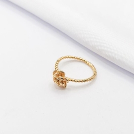 ANEL DOURADO FLOR E ARO TORCIDO