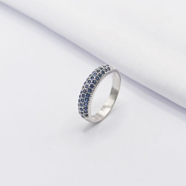 ANEL RÓDIO 3 FILEIRAS ZIRCÔNIA AZUL