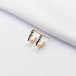 BRINCO DOURADO ARGOLA CORAÇÃO ZIRCÔNIA AZUL P