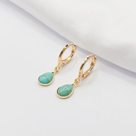BRINCO DOURADO ARGOLINHA CLICK COM GOTA AZUL