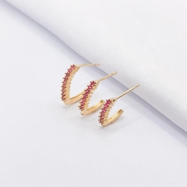 BRINCO DOURADO TRIO ARGOLINHA ZIRCÔNIA ROSA
