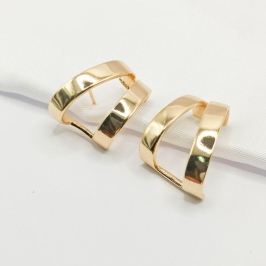 BRINCO DOURADO DUAS FILEIRAS CURVADAS
