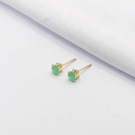 BRINCO DOURADO PONTO DE LUZ QUADRADO VERDE LEITOSO