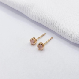 BRINCO DOURADO PONTO DE LUZ ROSA LEITOSO