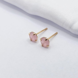 BRINCO DOURADO PONTO DE LUZ ROSA LEITOSO G