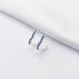 BRINCO PRATA ARGOLA CORAÇÃO ZIRCÔNIA AZUL M