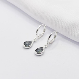 BRINCO PRATA ARGOLINHA CLICK COM GOTA BLACK