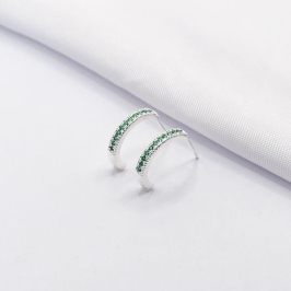 BRINCO PRATA MEIA ARGOLA ZIRCÔNIA VERDE G