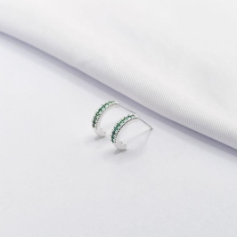 BRINCO PRATA MEIA ARGOLA ZIRCÔNIA VERDE P