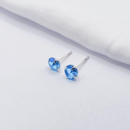 BRINCO PRATA PONTO DE LUZ AZUL G