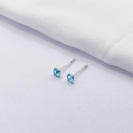 BRINCO PRATA PONTO DE LUZ AZUL P