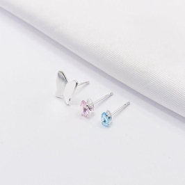 BRINCO PRATA TRIO BORBOLETA E ZIRCÔNIA GOTA COLORIDA