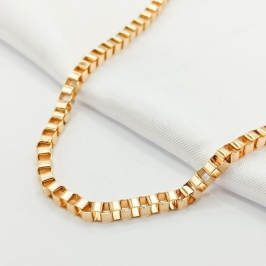 GARGANTILHA DOURADA CHOKER ELO TIJOLINHO ROBUSTO 40CM