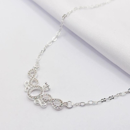 GARGANTILHA PRATA CHOKER INFINITO E ANEL CRAVEJADOS 35CM