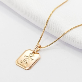 GARGANTILHA DOURADA PLAQUINHA FILHO MENINO 45CM