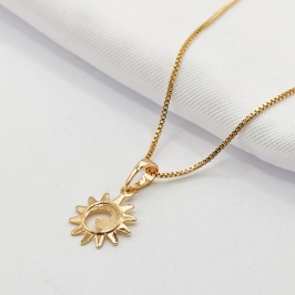 GARGANTILHA DOURADA SOL 45CM