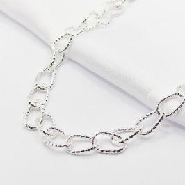 GARGANTILHA PRATA CHOKER ELO CARTIER DIAMANTADO 40CM