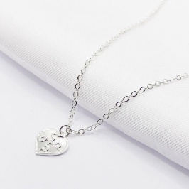GARGANTILHA PRATA CORAÇÃO SÍMBOLO AUTISMO 45CM