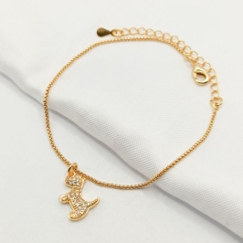 PULSEIRA DOURADA CACHORRINHO CRAVEJADO
