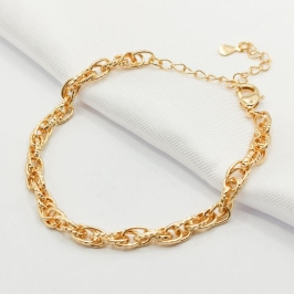PULSEIRA DOURADA ELO DUPLO TRABALHADO