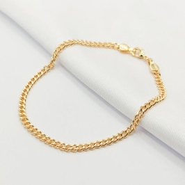 PULSEIRA DOURADA ELO GRUMET DUPLO 3MM