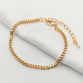 PULSEIRA DOURADA ELO TIJOLINHO