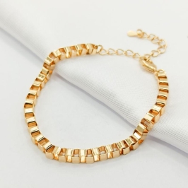 PULSEIRA DOURADA ELO TIJOLINHO ROBUSTO