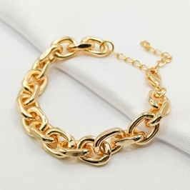 PULSEIRA DOURADA ROBUSTA ELO OVAL