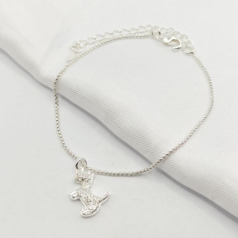 PULSEIRA PRATA CACHORRINHO CRAVEJADO