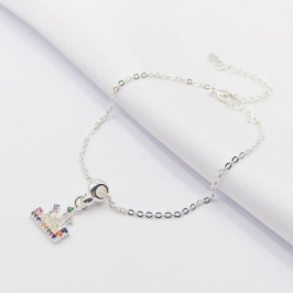 PULSEIRA PRATA INFANTIL CASTELO ZIRCÔNIA COLORIDA