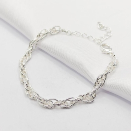 PULSEIRA PRATA ELO DUPLO TRABALHADO