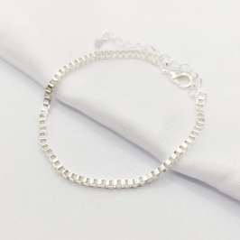 PULSEIRA PRATA ELO TIJOLINHO