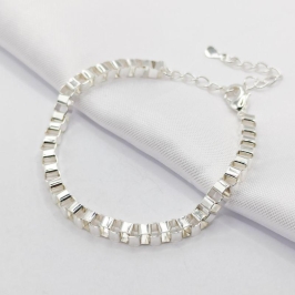 PULSEIRA PRATA ELO TIJOLINHO ROBUSTO