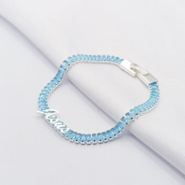 PULSEIRA PRATA RIVIERA BAGUETE AZUL JESUS