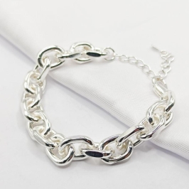 PULSEIRA PRATA ROBUSTA ELO OVAL