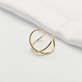 ANEL DOURADO AJUSTÁVEL EM X FIO LISO P