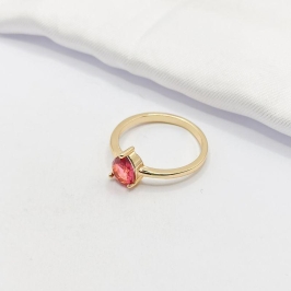 ANEL DOURADO SOLITÁRIO GOTA ROSA