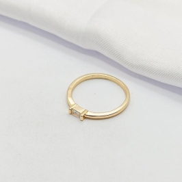 ANEL DOURADO SOLITÁRIO PONTO DE LUZ BAGUETE